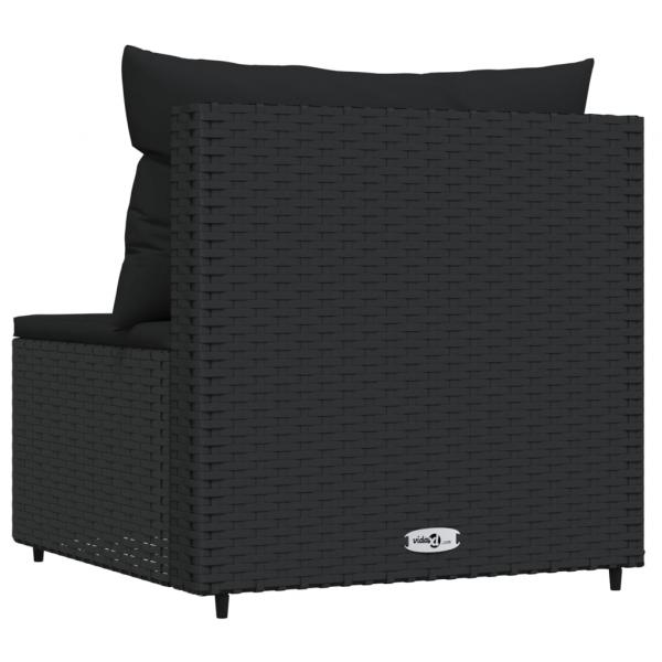 Garten-Mittelsofa mit Kissen Schwarz Poly Rattan