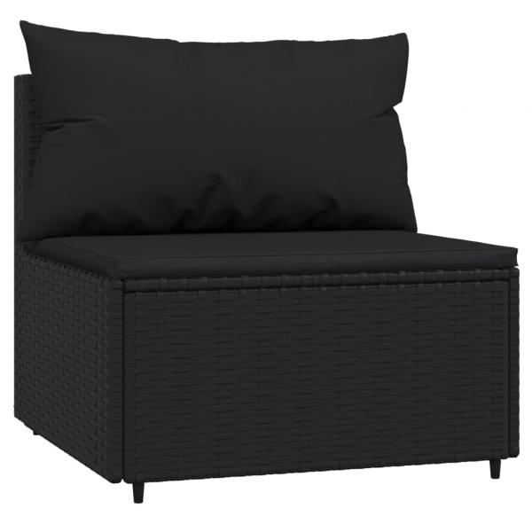 3-tlg. Garten-Lounge-Set mit Kissen Schwarz Poly Rattan