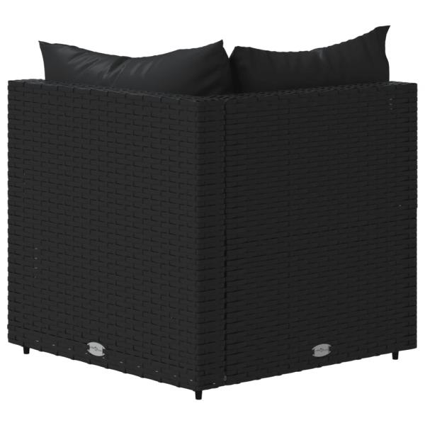 Garten-Ecksofas mit Kissen 2 Stk. Schwarz Poly Rattan