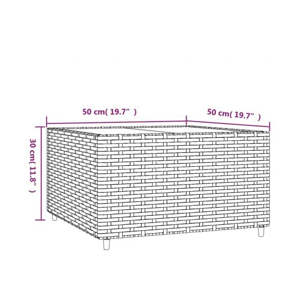 Garten-Couchtisch Quadratisch Grau 50x50x30 cm Poly Rattan