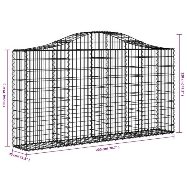 Gabionen mit Hochbogen 13Stk. 200x30x100/120cm Verzinktes Eisen