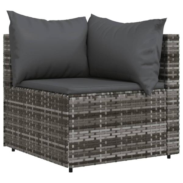 Garten-Ecksofa mit Kissen Grau Poly Rattan