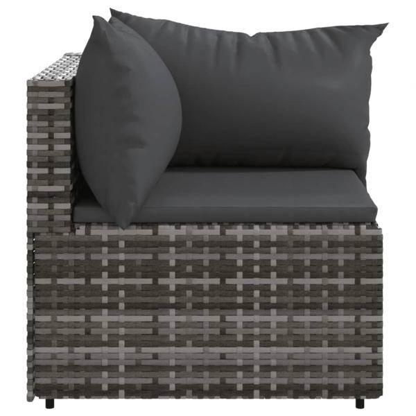 Garten-Ecksofa mit Kissen Grau Poly Rattan