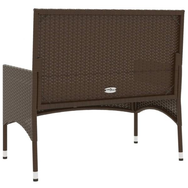 Gartenbank 2-Sitzer mit Kissen Braun Poly Rattan