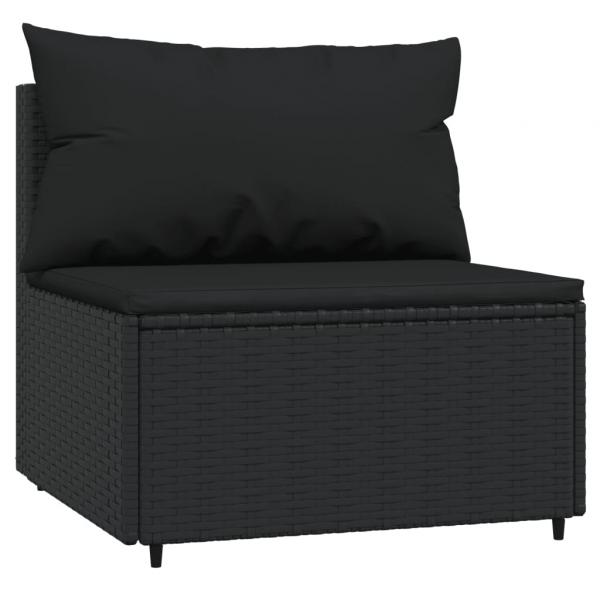 Garten-Mittelsofas mit Kissen 2 Stk. Schwarz Poly Rattan