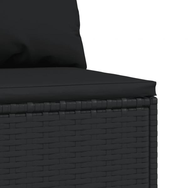 Garten-Mittelsofas mit Kissen 2 Stk. Schwarz Poly Rattan