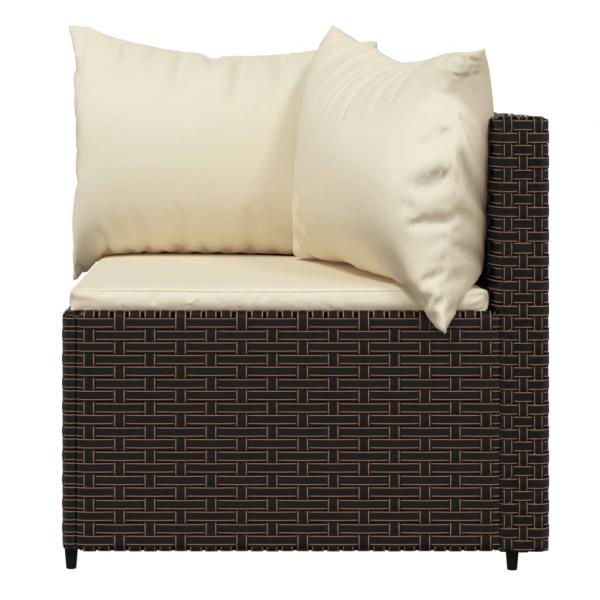 Garten-Ecksofas mit Kissen 2 Stk. Braun Poly Rattan