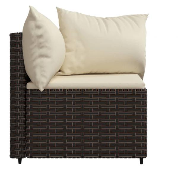 Garten-Ecksofas mit Kissen 2 Stk. Braun Poly Rattan