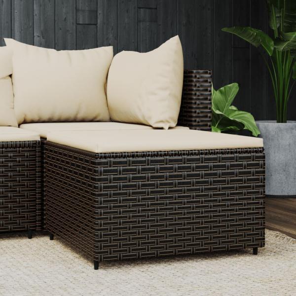 ARDEBO.de - Gartenhocker mit Kissen Braun Poly Rattan