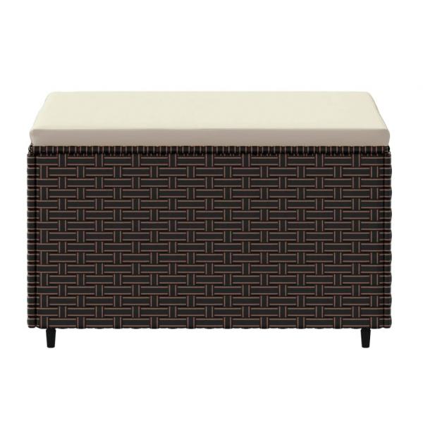 Gartenhocker mit Kissen Braun Poly Rattan