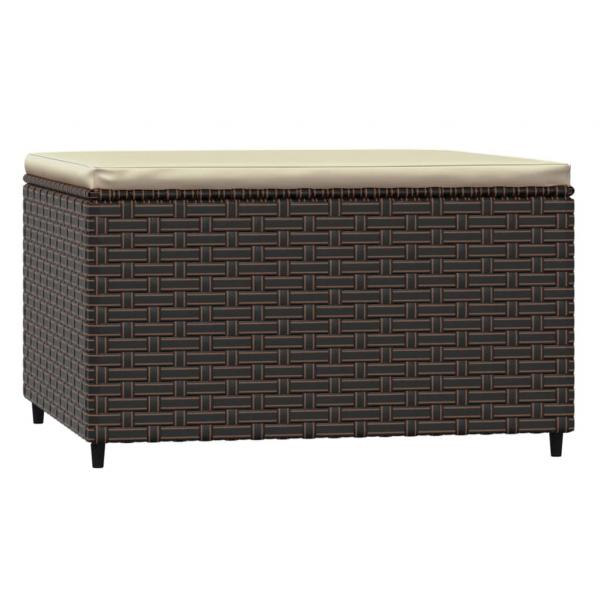 Gartenhocker mit Kissen Braun Poly Rattan