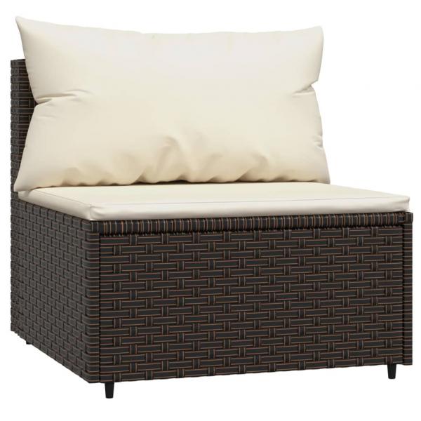 3-tlg. Garten-Lounge-Set mit Kissen Braun Poly Rattan