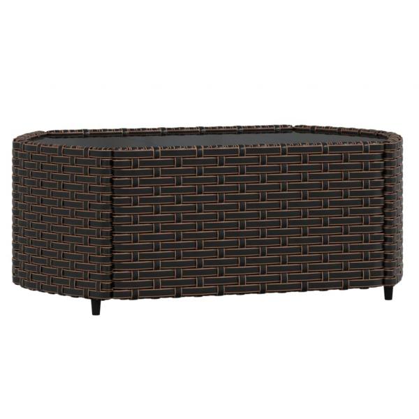 3-tlg. Garten-Lounge-Set mit Kissen Braun Poly Rattan