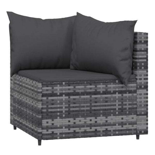 Garten-Ecksofas mit Kissen 2 Stk. Grau Poly Rattan