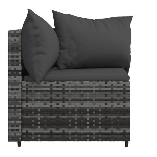 Garten-Ecksofas mit Kissen 2 Stk. Grau Poly Rattan