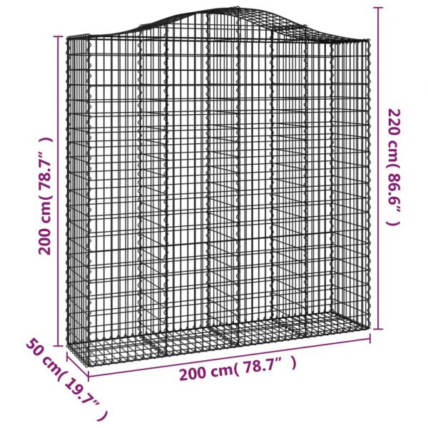 Gabionen mit Hochbogen 2 Stk. 200x50x200/220cm Verzinktes Eisen