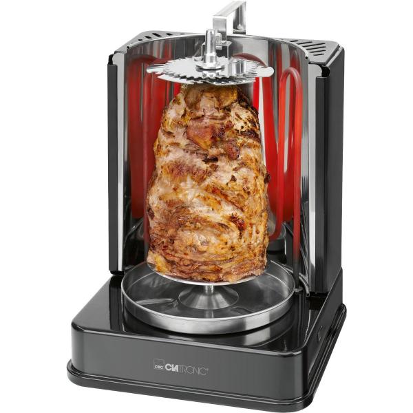 ARDEBO.de Clatronic DVG 3686 Döner-Vertikal-Multigrill, 1400W, 360° Rotation, schwarz (263831)