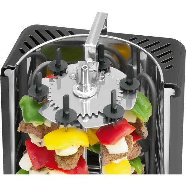 Clatronic DVG 3686 Döner-Vertikal-Multigrill, 1400W, 360° Rotation, schwarz (263831)