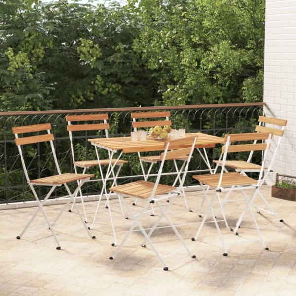 ARDEBO.de - 7-tlg. Bistro-Set Klappbar Massivholz Akazie und Stahl