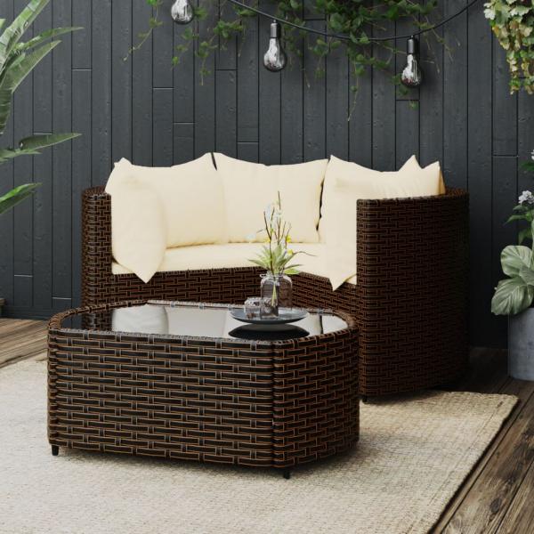 ARDEBO.de - 4-tlg. Garten-Lounge-Set mit Kissen Braun Poly Rattan