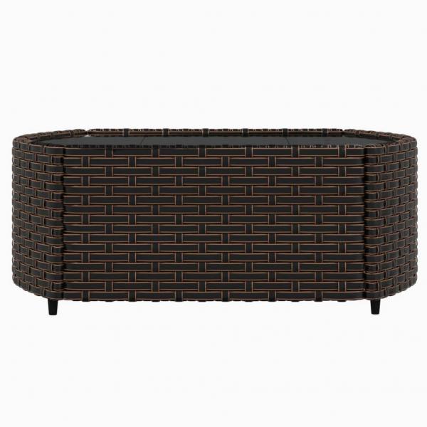 4-tlg. Garten-Lounge-Set mit Kissen Braun Poly Rattan