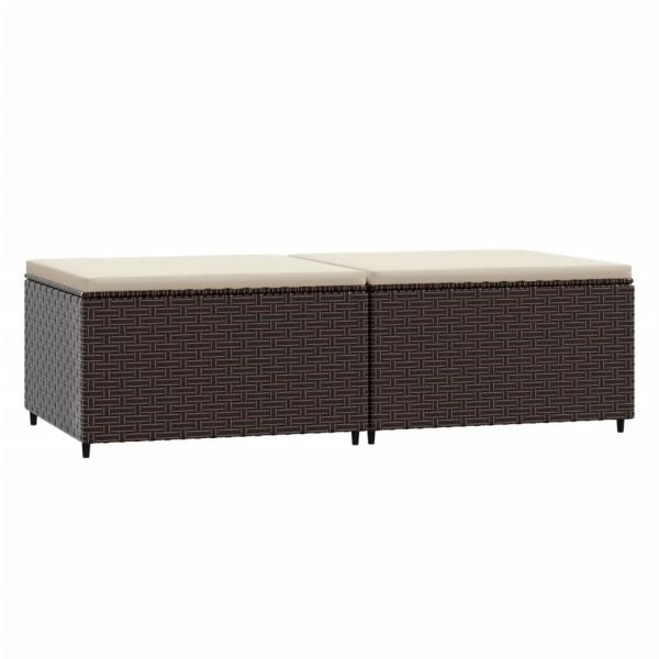 Gartenhocker mit Kissen 2 Stk. Braun Poly Rattan