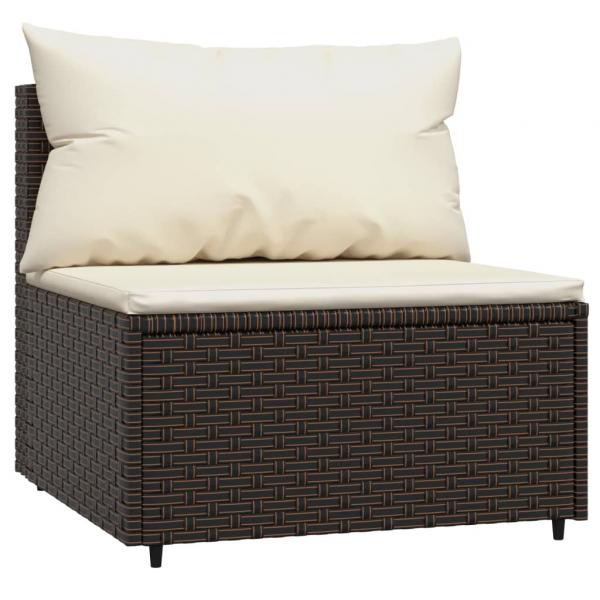 3-tlg. Garten-Lounge-Set mit Kissen Braun Poly Rattan