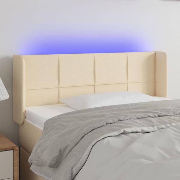 ARDEBO.de - LED Kopfteil Creme 103x16x78/88 cm Stoff