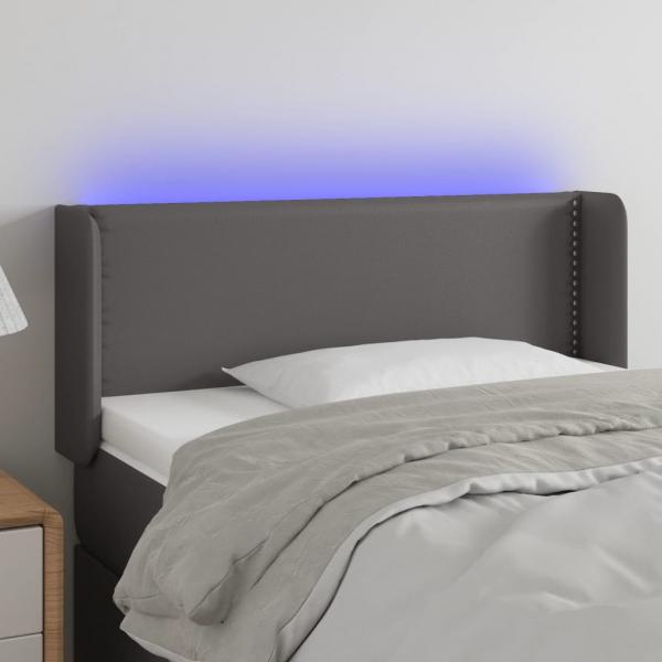 ARDEBO.de - LED Kopfteil Grau 93x16x78/88 cm Kunstleder