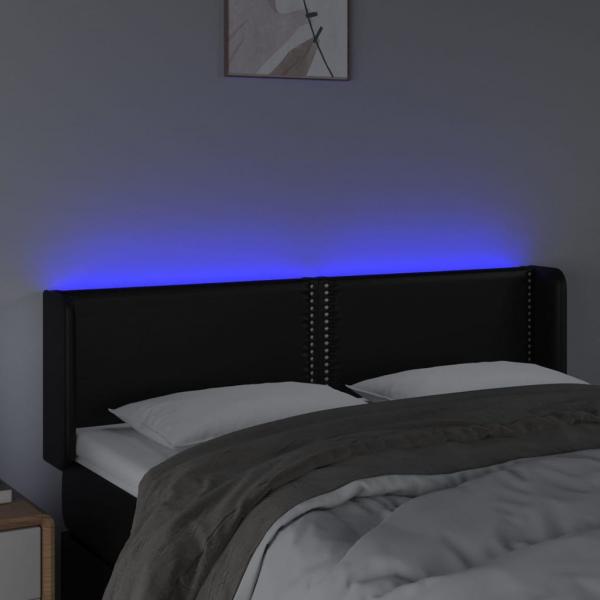 LED Kopfteil Schwarz 147x16x78/88 cm Kunstleder