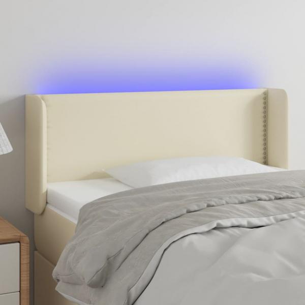 ARDEBO.de - LED Kopfteil Creme 93x16x78/88 cm Kunstleder