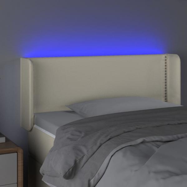 LED Kopfteil Creme 93x16x78/88 cm Kunstleder