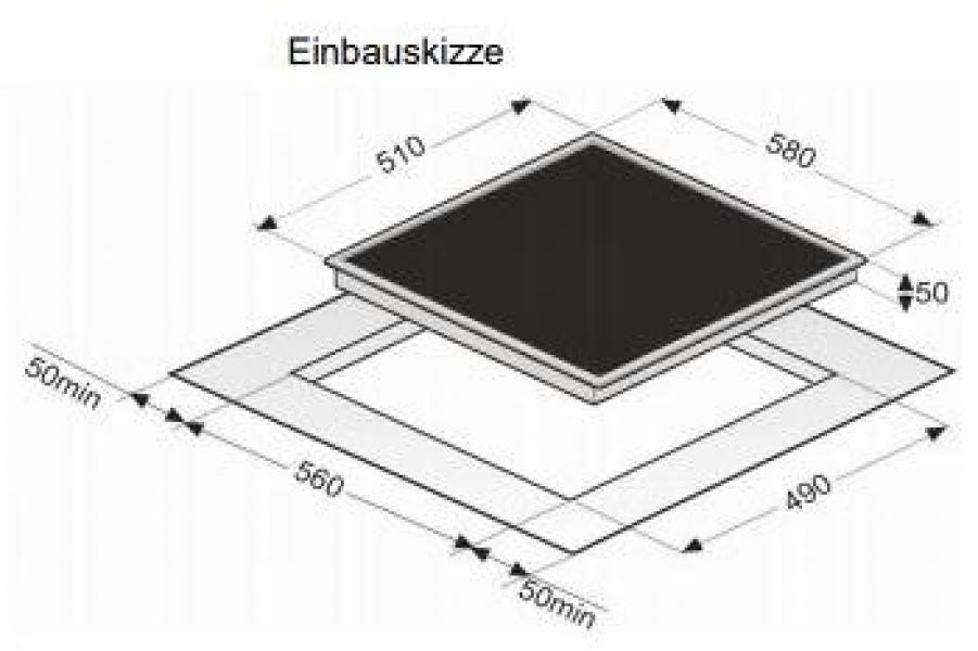 Exquisit EKC601-2 Autarkes Glaskeramik Kochfeld, 58 cm breit, rahmenlos