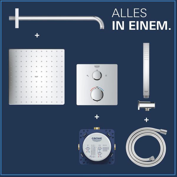 GROHE Precision Thermostat Duschsystem, Quickfix, Unterputz, mit Vitalio Rain Mono 310 Cube, chrom (34881000)