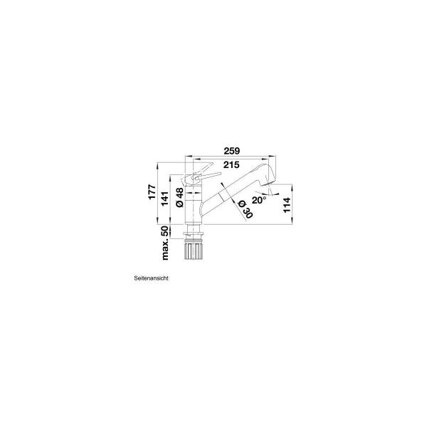 Blanco Wega II Einhebelmischer, herausziehbare Brause, Hochdruck, zweifarbig, cafe/chrom (526424)