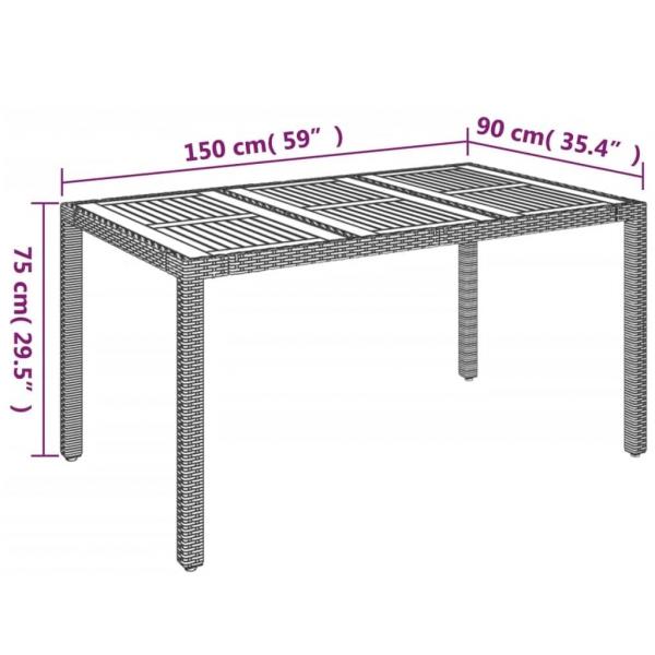 7-tlg. Garten-Essgruppe mit Kissen Grau Poly Rattan