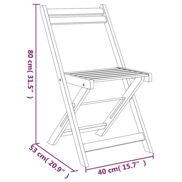 3-tlg. Bistro-Set Klappbar Massivholz Akazie 