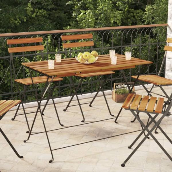 ARDEBO.de - Bistrotisch Klappbar 100x54x71 cm Massivholz Akazie und Stahl