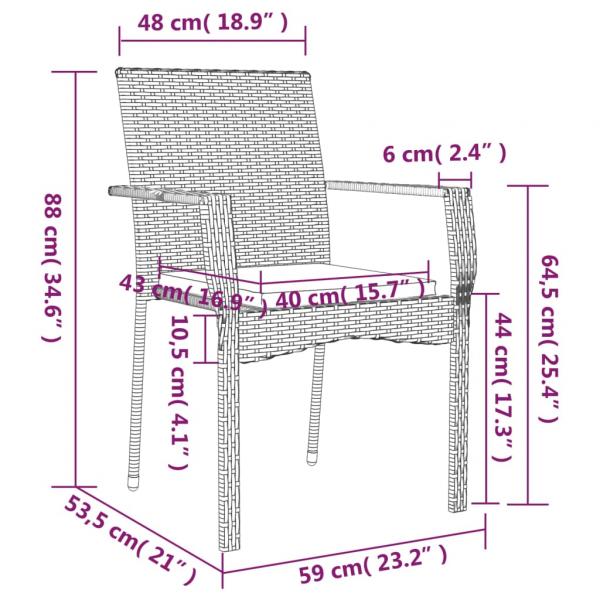 5-tlg. Garten-Essgruppe mit Kissen Schwarz Poly Rattan