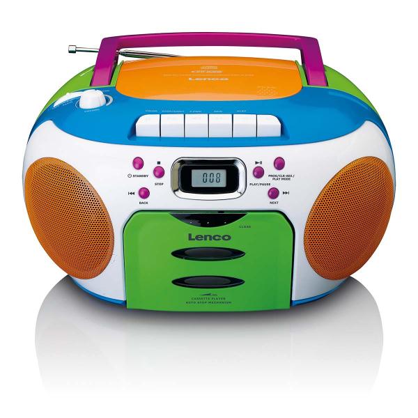 ARDEBO.de - Tragbares Radio mit CD und Kassette Kids Multi Colour