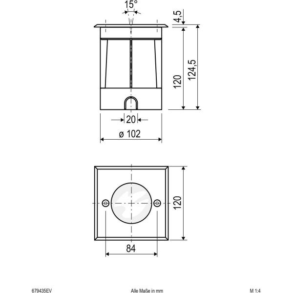 EVN Bodeneinbauleuchte - quadratisch - schwenkbar - EDS / Alu IP67 - GU10 - max. 35W - 230V, edelstahl (679435EV)