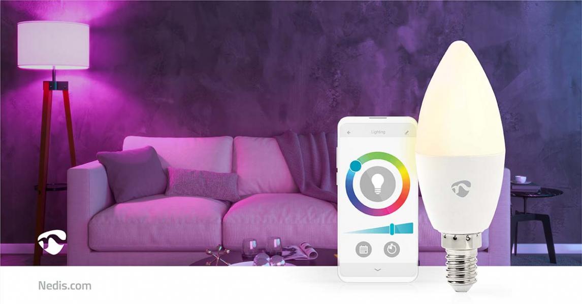 SmartLife Vollfärbige LED-Lampe | Wi-Fi | E14 | 470 lm | 4.9 W | RGB / Warm bis kühlen weiß | 2700 - 6500 K | Android? / IOS | Kerze | 1 Stück (Menge: 2 je Bestelleinheit)