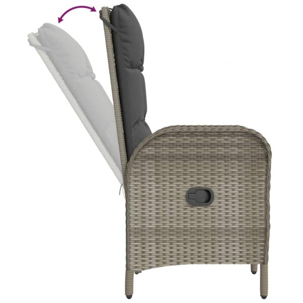 5-tlg. Garten-Essgruppe mit Kissen Grau Poly Rattan