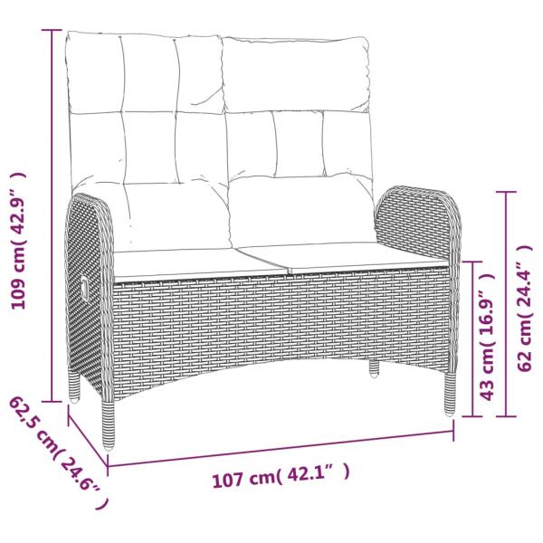 3-tlg. Garten-Essgruppe mit Kissen Grau Poly Rattan