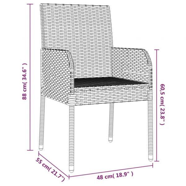 7-tlg. Garten-Essgruppe mit Kissen Grau Poly Rattan