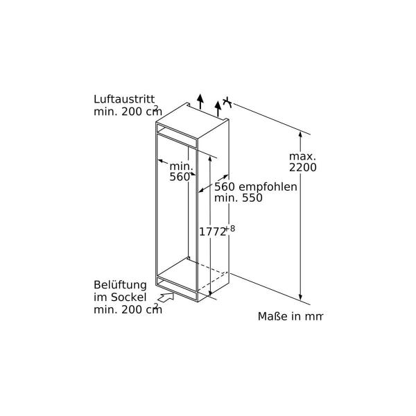 Bosch KGH87ADD0 Einbau Kühl-Gefrierkombination mit Flaschenablage, Nischenhöhe: 177,2cm, Festtür, 55,8cm breit, 270 l, VitaFresh plus Box