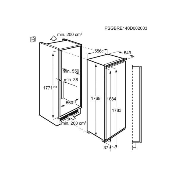 AEG SFE818E9ZC Einbau Kühlschrank mit Gefrierfach, Nischenhöhe 178cm, 253L, Festtürtechnik, 360°Cooling-Technologie, Coolmatic, Frostmatic, Touch Control, weiß