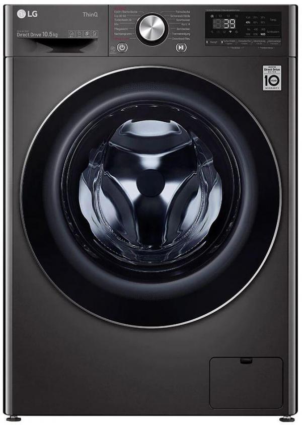 LG F6WV710P2S 10,5 kg Waschmaschine, 1560U/Min, 60cm breit, Kindersicherung, AI DD, 6 Motion, Aqua Lock, Steam, Metallic Black Steel