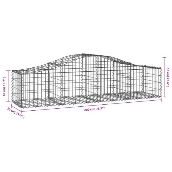 Gabionen mit Hochbogen 14 Stk. 200x50x40/60 cm Verzinktes Eisen