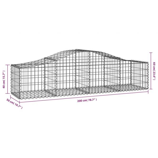 Gabionen mit Hochbogen 9 Stk. 200x50x40/60 cm Verzinktes Eisen